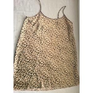 Valerie Stevens Woman Leopard Print Satin Chemise Sleep Shirt Set 1X Lingerie
